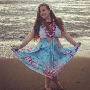 Black milk octopus garden blue rio midi dress